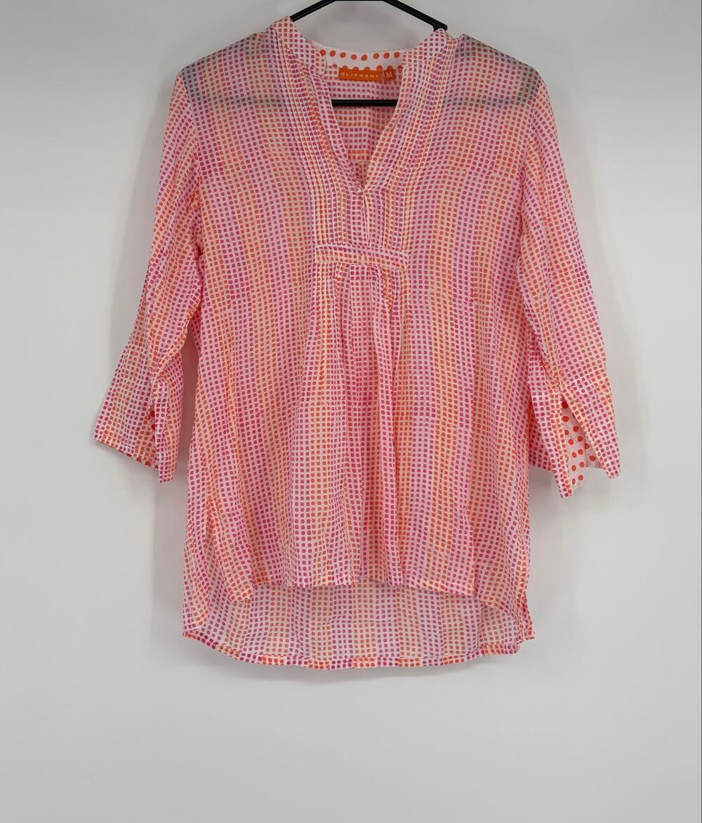 Oliphant Pintuck Tunic Polkadots